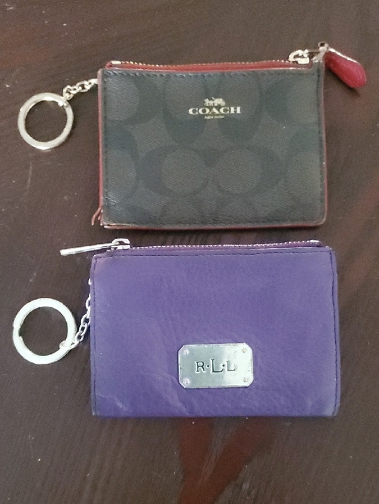 Coach & Ralph Lauren Accessories - Black Coach Card Case Duo And Ralph Lauren Purple Leather Zip Key Pouch Vintage